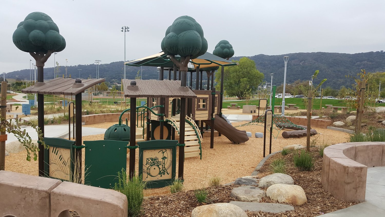 Commercial shade structure in a community park